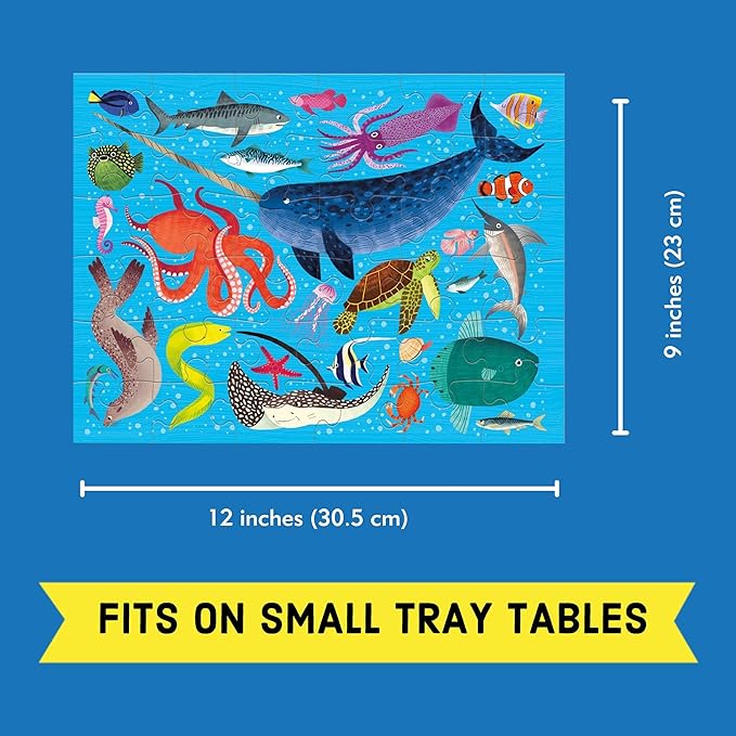 Mudpuppy Ocean Life – 36 Piece Puzzle to Go Featuring Colorful Sea Creatures Perfect Travel Activity for Children Ages 3 and Up