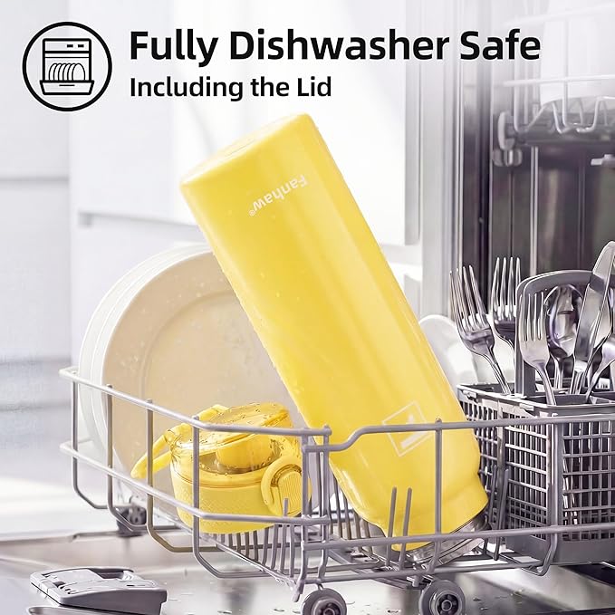 Fanhaw Daylite Series 24 oz Stainless Steel Insulated Water Bottle with Silicone Spout Lid, Double-Wall Vacuum Leakproof Metal Bottle, Anniversary Birthday Gift for Kids, Women & Men (Bright Yellow)
