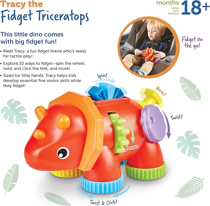 Learning Resources Tracy the Fidget Triceratops - Toddler Montessori Toys, Stacking Shape, Gifts For Boys And Girls, Sorting And Matching Skill Activities, Educational Games, Ages 18 Months+