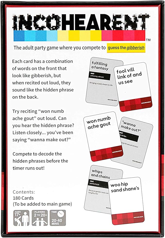 WHAT DO YOU MEME? Incohearent Expansion Pack NSFW Edition by Relatable, Designed to Add On to Incohearent Core Game, Funny Card Game for Adults, Good for Party Games, Includes 180 Cards