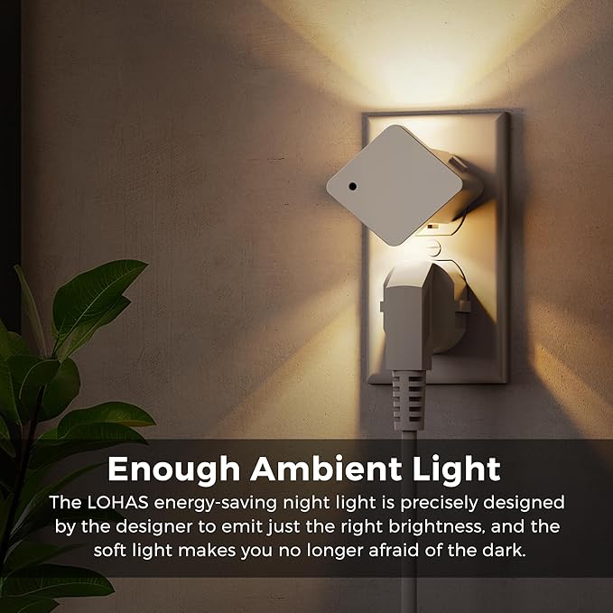 L LOHAS LED Night Lights Plug into Wall,[2-PACK] Plug in Night Light with Light Sensor,Auto ON/OFF, Brightness Adjustable,Soft White 3000K,for Hallway Bedroom Bathroom