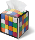 Funny Tissue Box Cover, Magic Cube Tissue Box Cover PU Leather Square, Decorative Facial Paper Organizer for Bathroom, Vanity, Home Office Car Decorations