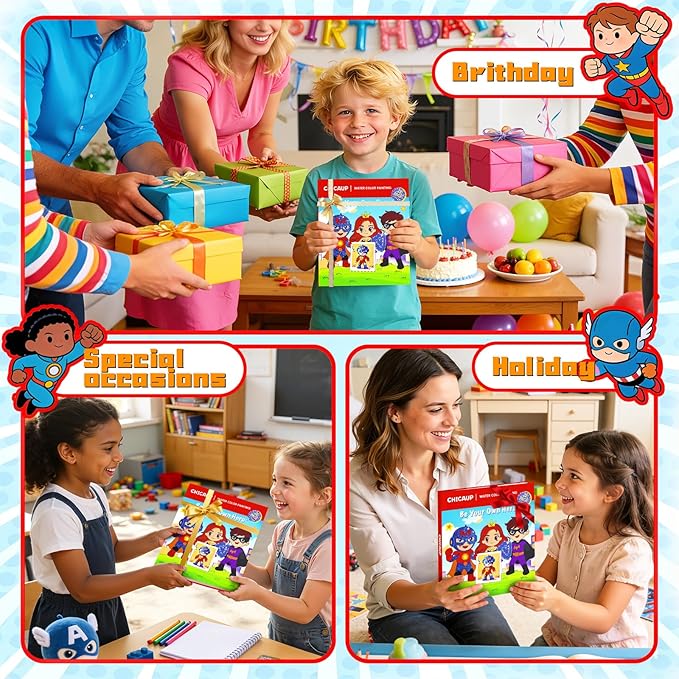 Water Color Painting Set for Kids, Mess Free Watercolor Coloring Books, Arts and Crafts for Boy Ages 3-5 4-8, Travel-Friendly Drawing Kit for Birthday, Christmas Gifts