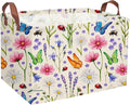 Essme Rectangular Boys Basket,Kids Storage Basket with Handles for Room Decor,Ocean Storage Bin（Flower cluster）