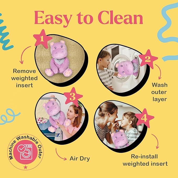 Lilly's Love Weighted Stuffed Animals for Adults & Kids — 5lb Calming Hippo Plush for Anxiety, ADHD & Sensory | Machine Washable Weighted Stuffed Animal w/Removable Insert | Henry The Hippo