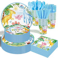 Dinosaur Birthday Party Supplies - 350PCS Dinosaur Themes Party Tableware Set, Bithday Disposable Paper Plates Cups and Napkins For Boys Kids Birthday Baby Shower Decorations, Serve 50