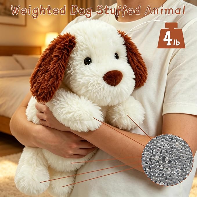 24 in Dog Weighted Stuffed Animals, 4 lbs Stuffed Dog Plush for Adults and Kids, Weighted Stuffed Dog Gifts on Christmas, Birthday, Valentine's Day