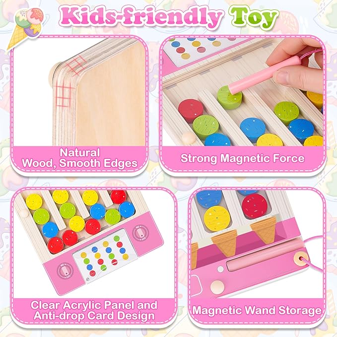 Magnetic Puzzle Toys for 3 4 5 Year Old Girl, Montessori Travel Activities for Kids Age 4-6 Year Old Girl Gifts, Wooden Sensory Toys for 3-4-5-6 Year Old Kids With Autism Learning Toy for 3+ Year Old