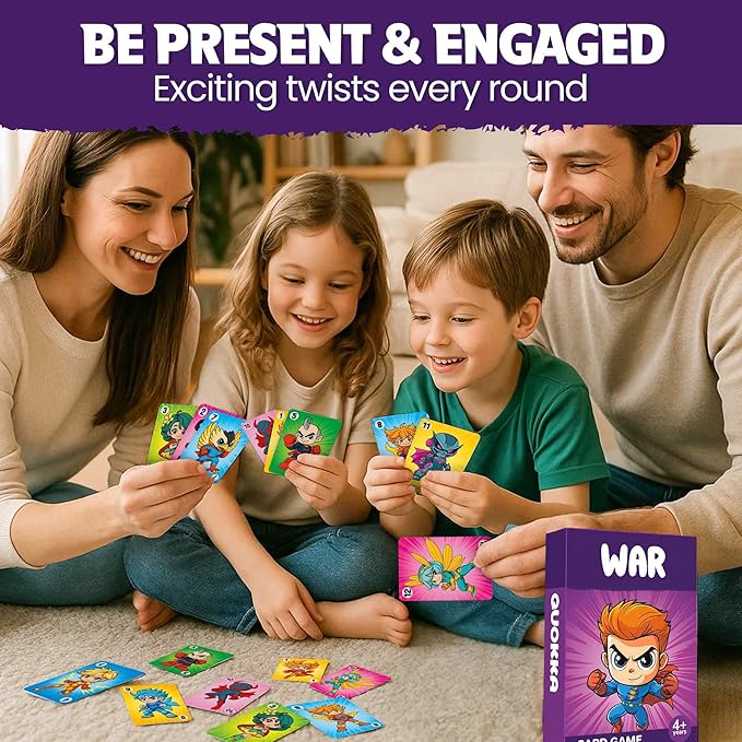 QUOKKA War Card Game for Kids Ages 4–8 – Fun Family Game with Cute Characters, Perfect for Travel, Playdates, Family Time – Educational & Engaging Playing Cards for Kids, Easy to Learn, Fast to Play