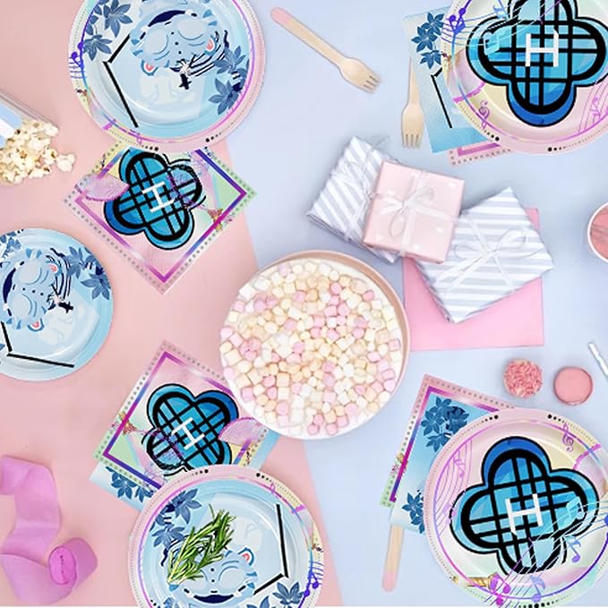 168Pcs Demon Birthday Party Decorations Supplies Tableware Set for Kids Boys Girls Birthday Party Decorations Demon Themed Napkin Cups Forks Knives for 24 Guests