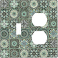Moroccan Mandala Tile Floral Talavera Tiles Wallplates 1 Toggle 1 Duplex Switch Plate Electrical GFCI Faceplate Decorative Light Switch Covers for Bathroom Kitchen Decor