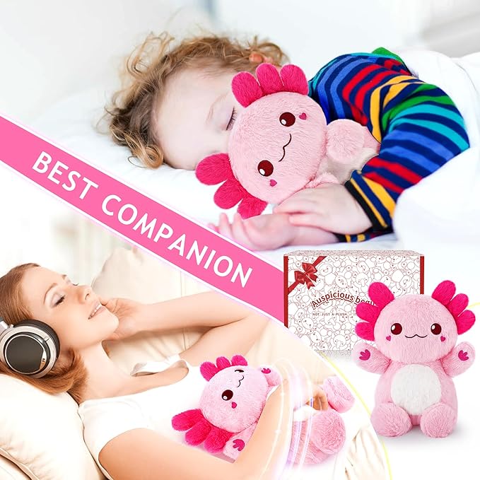 Pink Axolotl Microwavable Heating Pad Stuffed Animals-1.2lb Weighted Heating Pads for Cramps &Period Pain Relief Soft Plush Toy,Coolable & Heatable Stuffed Amimals, Birthday Gift for Women Kids