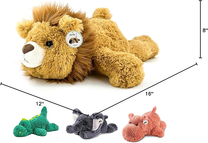 YOUBLEK 16" | 2 Pounds Yellow Lion Weighted Stuffed Animals,Sensory Comfort Plush Throw Pillow Toy,Kawaii Plushies Hugging Toy Gifts for Kids & Adults (Lion, 16 inch 2 Pounds)