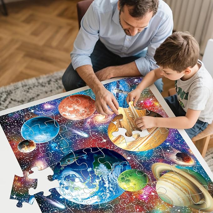 Jumbo Floor Puzzle for Kids,48 Piece Solar System Planet Large Jigsaw Puzzles for Toddler Ages 3-5,Preschool Educational Learning Space Toys,Easter Gift for Boys & Girls Ages 4-8