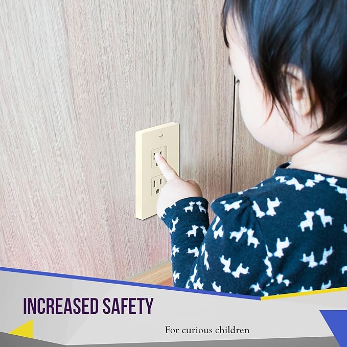 ENERLITES Child Proof Outlet Cover, Self-Closing, Fits Both Duplex and Decorator Outlet, Safety Design, Tamper-Resistant Socket Plug for Receptacle, Size 4.68" x 2.93", 8800-TR, Light Almond