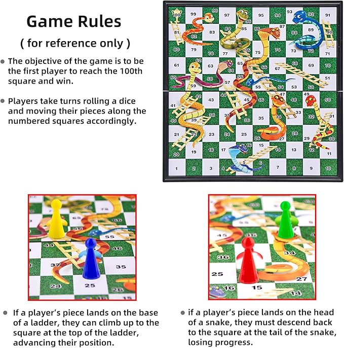 Travel Board Games Small Magnetic Snakes and Ladders Board Game 9.7 Inches Portable Folding Board