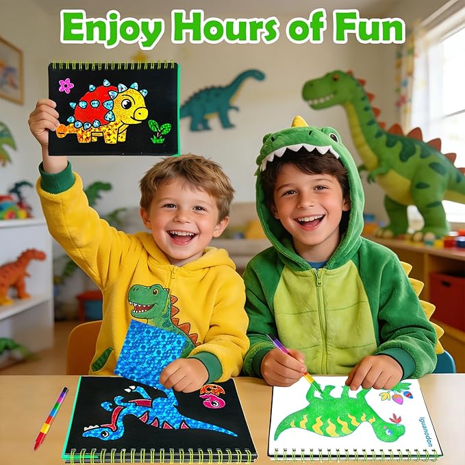 FUNNYB&G Foil Art Crafts for Kids Ages 4-8: Mother's Day 2026, Birthday Gift for Boys, Art and Crafts Supplies, Party Favors, Creative Toys for Boys 4 5 6 7 8 9 Years Old (Dinosaur World)