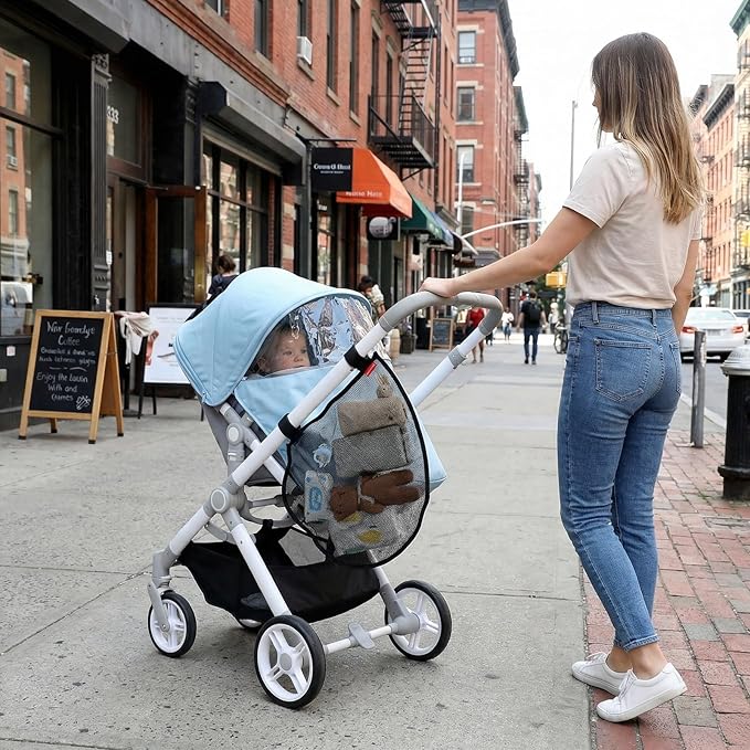 Universal Stroller Organizer Side Sling Stroller Organizer Polyester Net Mesh Bag Fits for Nuna, Baby Jogger, Britax, Uppababy, Doona Strollers