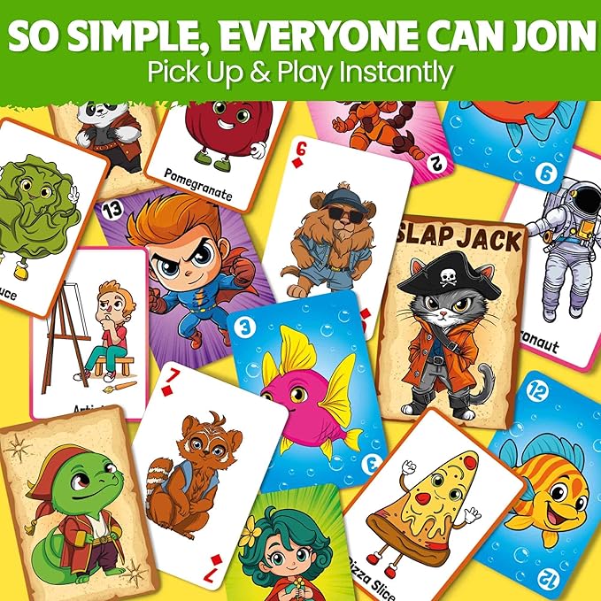 QUOKKA Card Games for Kids Ages 4–8, 6 Pack, Crazy 8, Go Fish, Old Maid, War, Slap Jack, Memory Match – Fun Family Games Playing Cards for Kids, Easy to Learn, Educational & Travel-Friendly Gift