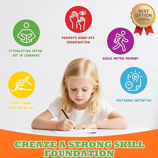 Magic Grooved Writing Practice for Kids Ages 3–5, Reusable Grooved Writing Books for Kids 3–5, Handwriting Practice for Kids 5–7, Preschool Tracing Workbook & Learning Activities