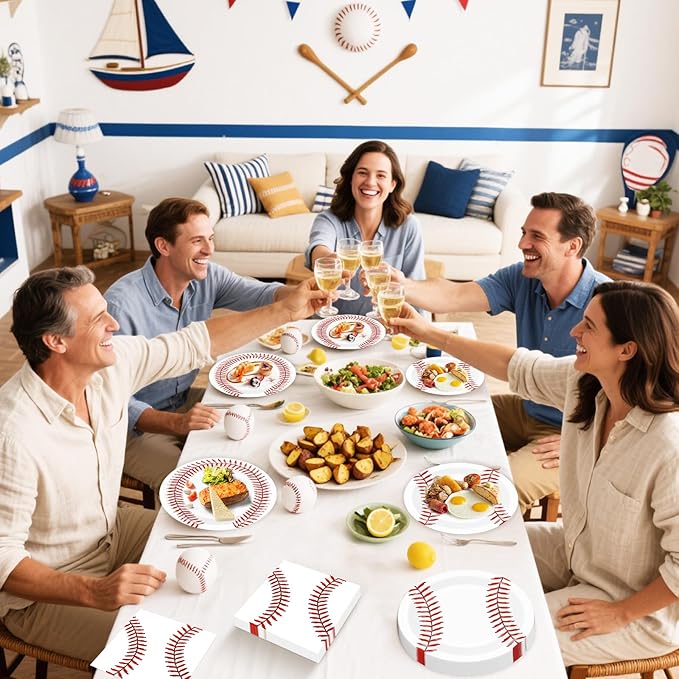 40 Pcs Baseball Plates and Napkins Sets - Baseball Party Supplies, Disposable Paper Dinner Plates and Napkin Tableware Kit for Sports Themed Baseballs Birthday Party Table Decorations, Serves 20