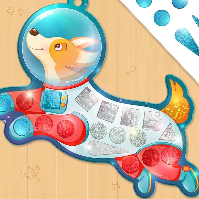 Imagimake Mirror Mosaic Space Theme Kids Art Set | DIY Craft Kit with Foil Stickers | Travel Kids Activities | Arts and Crafts for Kids 4-6 | Birthday Gift for Boys and Girls Ages 3,4,5,6,7,8