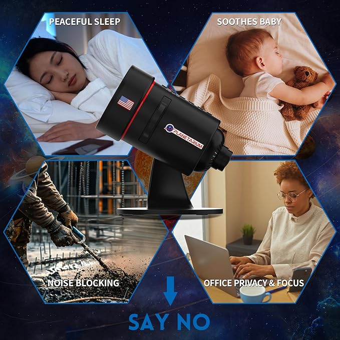 [White Noise] Galaxy Projector with Sound Machine 28 Soothing Sounds Memory Function Sleeping Timer Star Light Planetarium Projector with Starry Sky Space Solar System Moon Nebula for Adults Baby Kids