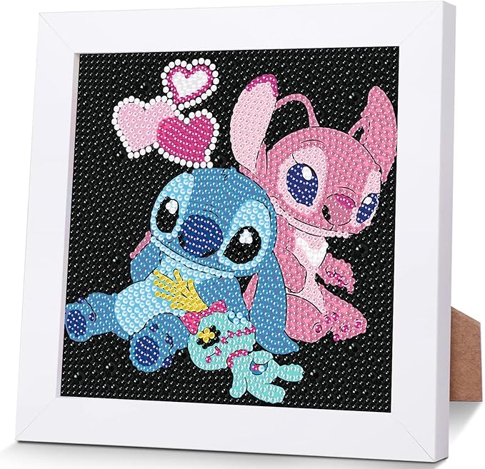 KOJEFCV Cartoon Diamond Art Painting Kits for Kids with Frame,Cartoon Diamond Art for Kids Ages 4-8-12,Easy Gem Kit Kid with Beautiful Package for Gift Home Wall Decor(7x7inch)