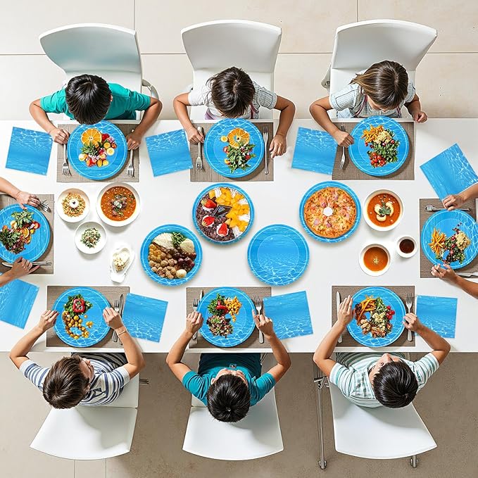 40 Pcs Ocean Plates and Napkins Sets - Under The Sea Party Supplies Tableware, Blue Disposable Paper Plates and Napkins Kit for Summer Ocean Themed Party Decorations Birthday Table Decor, Serves 20