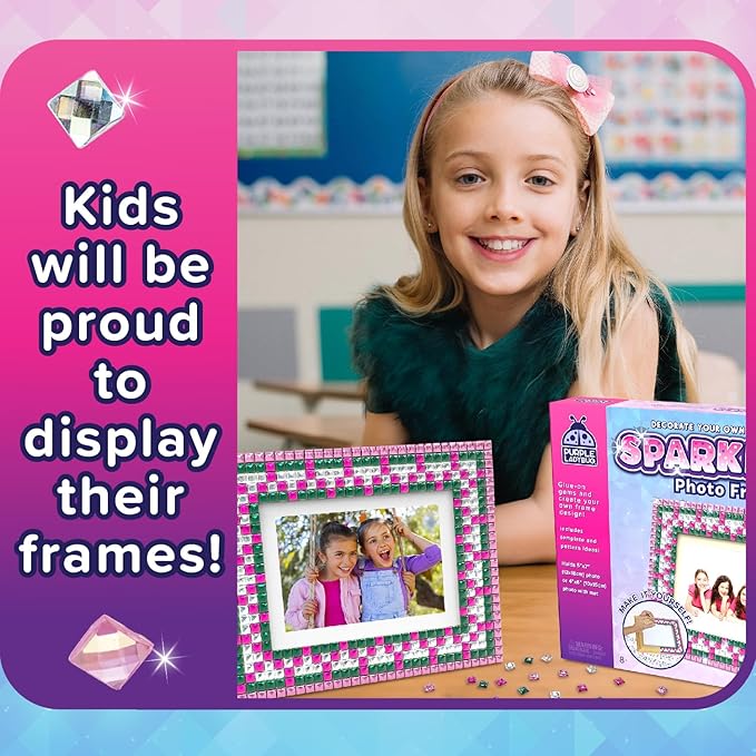 PURPLE LADYBUG Kids Picture Frame Mosaic Kit with Sparkly Gems - Fun Arts & Crafts for Girls 8-12 6-8, Great Gifts for Birthday for 6 7 8 9 10 11 12 Girls - Ideal for Sleepovers, Playdates