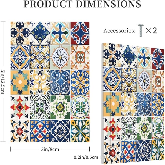 Light Switch Cover Plate Moroccan Traditional Mexican Talavera Til 1 Gang No Device Blank Electrical Wall Plates Faceplate Decorative Switch Plate for Kitchen Home Decor