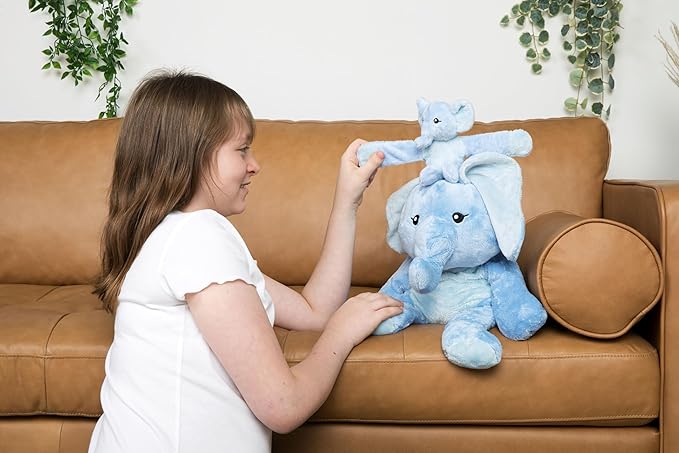 HUGIMALS Hug Babies Emory the Elephant Cute Mini Plush Stuffed Animal Bracelet for Kids | Soft & Cuddly Portable Comfort Adorable On-The-Go Companion for Travel School & Adventures Ages 2+