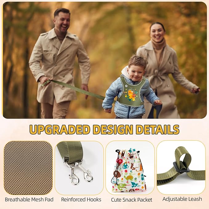 Safety Walking Harness for Kids 3-6, Anti-Elopement Vest Harness for Autism Special Needs ADHD, Reflective Leash with Grab Handle for Autistic, Active Children, Adjustable Tether for Travel and Crowds