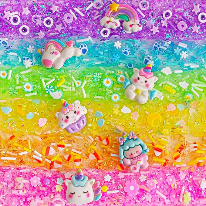 Crystal Clear Slime Kit with 36 Add-ins & 17 FL OZ Premade Base - DIY Rainbow Slime Making Kit in Bucket for Kids, Gift for Girls and Boys Ages 8-12, Party Favors for Birthday, Easter, Halloween