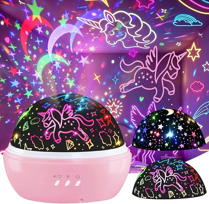 MINGKIDS Unicorn Toys Night Light for Toddler Girls,Unicorn Gifts Age 6-8,Unicorns and Starry Night Light Projector for Kids, Birthday Gift for 3-10 Year Olds Girls