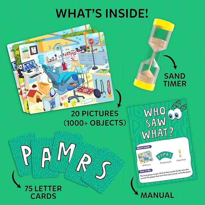 Skillmatics Board & Card Game – Who Saw What? in 60 Seconds, Memory Game for Kids, Teens & Adults, Fast-Paced Family Game Night Fun, Quick-Thinking Party Game, Gift for Ages 7, 8, 9 & Up