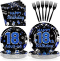 96Pcs 18th Birthday Decorations for Boys Blue and Black 18th Birthday Plates and Napkins Tableware Sets 18 & Adult-ish Party Decorations Favors for Teens 18 Years Old Party Supplies Serves 24