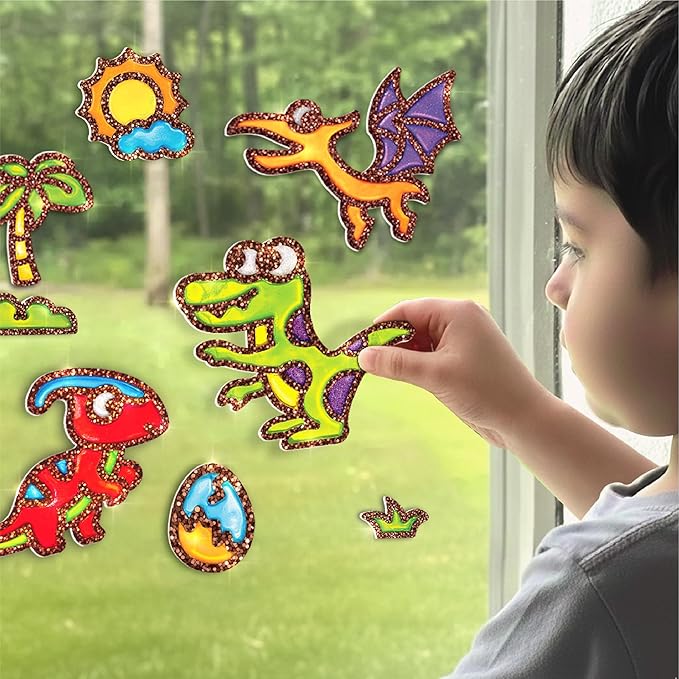 Imagimake DIY Jelly Stickers – Dino | 25+ Sticker Templates, Glass Paint | Arts & Crafts for Kids 4-6| Kids Activities | Toddler Girl Toys | Birthday Gift for Girls & Boys Age 3,4,5,6,7 Years Old