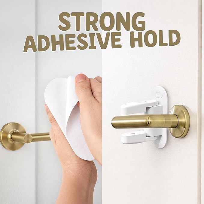 4 Pack Child Door Locks Lever Handle | Baby Safety Door Knob Lock | Prevent Toddlers from Opening Doors, Easy for Adults to Open | Durable Adhesive Simple Install | 8 Bonus Pinch Guards Included