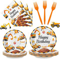 100 Pcs Construction Birthday Party Supplies - Construction Themed Plates and Napkins Forks Set, Disposable Dump Truck Tableware for Boys Kids Birthday Party Decorations Favors, Serve 25 Guests
