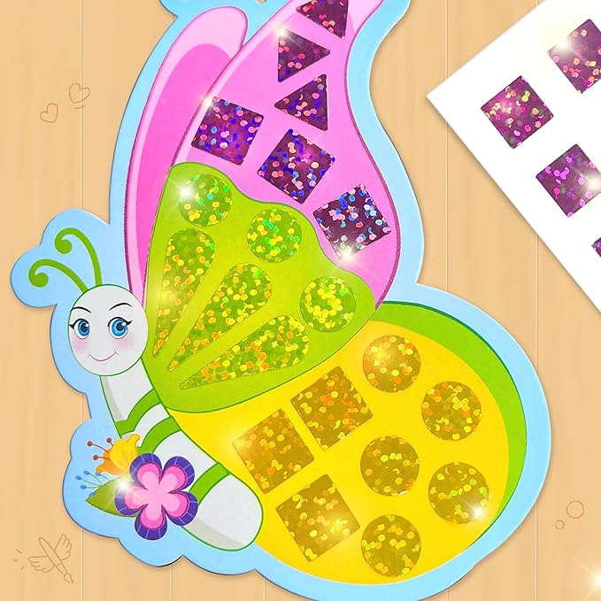 Imagimake Mirror Mosaic Butterfly & Peacock Kids Art Set | DIY Craft Kit | Foil Stickers for Kids Age 3+ | Travel Crafts for Kids Ages 4-8 | Birthday Gift for Girls and Boys Ages 3,4,5,6,7