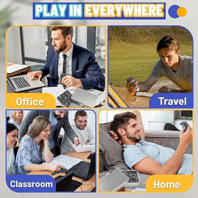 Fidget Toys For Teen Boys Adult, 300pc Metal Cool Gadgets Gift Quiet Office Desk Sensory Stress Fidgets Beads Balls Stones Toy Anxiety Relief Items For Teen Girls ADHD Autism Autistic Ferrite Putty