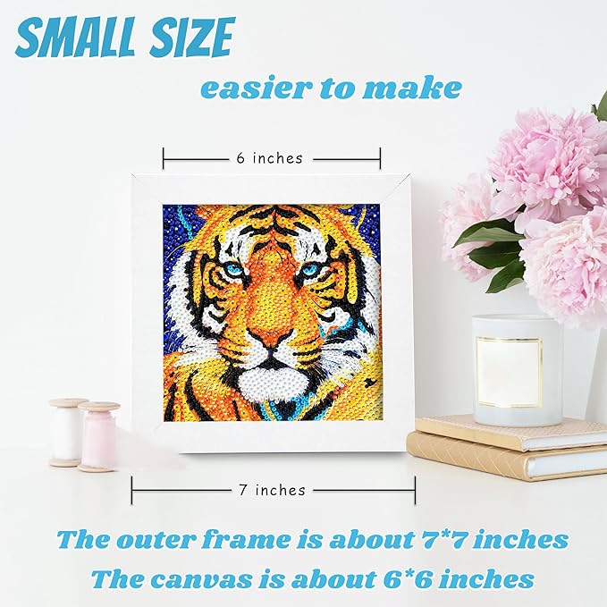 Libfx Diamond Art Kits for Kids with Frame Diamond Art for Girls Boys Beginners Arts and Crafts Ages 8-12 Birthday Gifts (Tiger)