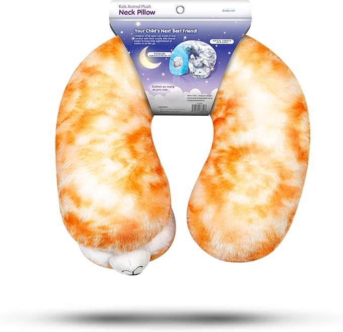 Cloudz Kids Super Soft N' Cuddly Animal Airplane Travel Neck Pillow! Keep Children Comfy and Supported with a Buddy While Traveling or just Resting at Home - Brown Fox