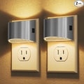 DORESshop LED Night Light[2 Pack], Night Lights Plug into Wall, 3 Level Brightness Adjustable Plug in Night Light, Dusk to Dawn Sensor Nightlights for Adults,Bedroom,Hallway,3000K -Chrome Cover