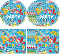 40 Pieces Pool Birthday Party Supplies, 20 – Disposable Pool Paper Plates and Napkins for Summer BBQ, Pool Party, Hawaii Holiday Decorations