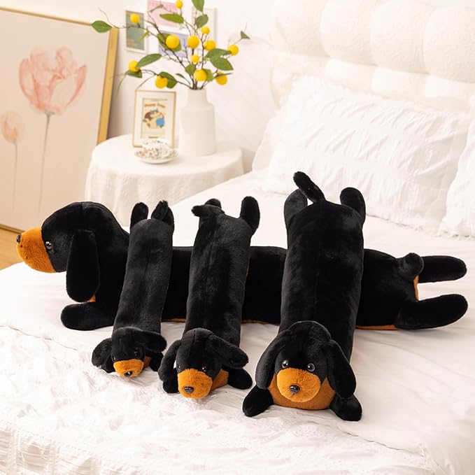 BABOLI Cuddly Dachshund Stuffed Animals Extremely Soft Plush Wiener Dog Pillow Super Cute Doxie Plushie Versatile Gifts for Birthday or Room Decor 27 Inches (M)