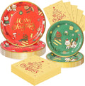 72PCS Christmas Plates and Napkins for Party Decorations, Set of 24 Merry Christmas Disposable Tableware Supplies, Cute Cats Themed Christma Paper Plates for Xmas Party