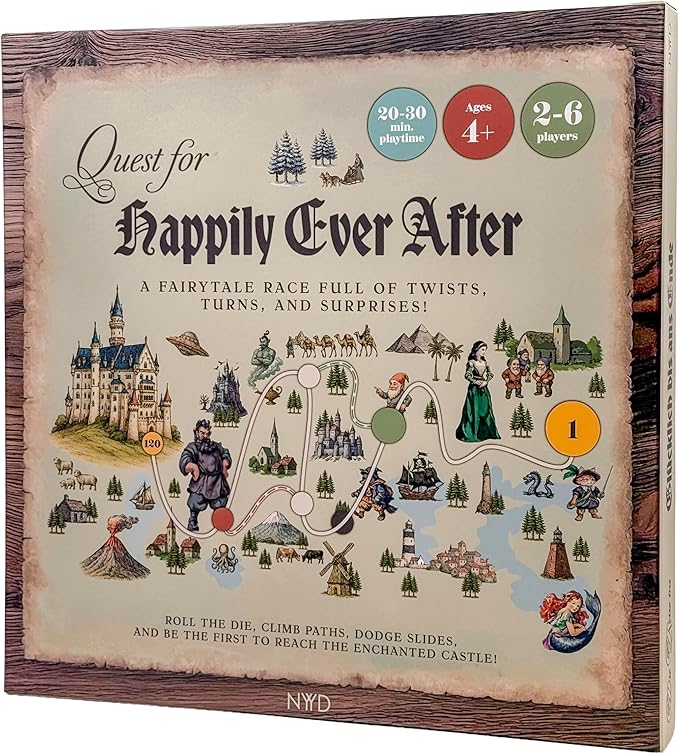 Fairy Tale Snake and Ladder Style Board Game for Kids Ages 4-8 – Large Fantasy Adventure Family Game – Chutes and Ladders Style – NYYD Quest for Happily Ever After