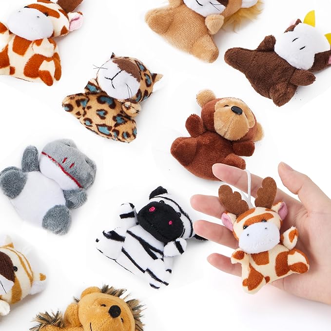 JOYIN 24 Pcs Mini Safari Animal Plush Toys (24 Units 3" Each), Animals Keychain Decoration for Kids, Small Stuffed Animal Bulk for Kids, Carnival Prizes, School Gifts, Party Favor Goodie Bags